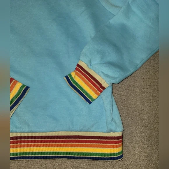 Like New Aviator Nation Blue Hoodie with Rainbow Zip Up - Picture 7 of 8